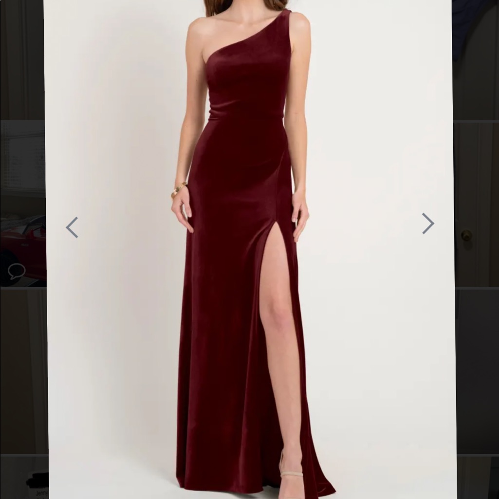 Velvet One Shoulder Dress In Dark Berry